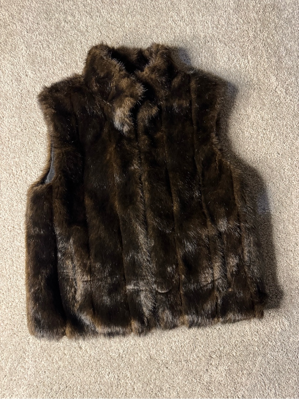 giacca Brown Faux Fur Sleeveless Reversible Vest